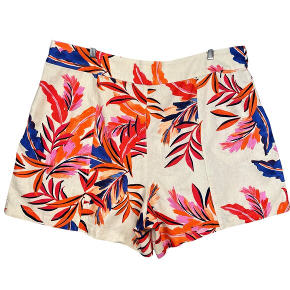G by Giuliana‎ Linen Rayon Tropical Print High Waist Summer Resort Shorts 22 - Picture 2 of 7